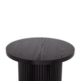 Black Side Tables Living Room, Modern Drum End Table, 18 inch Wide Black Accent Table,