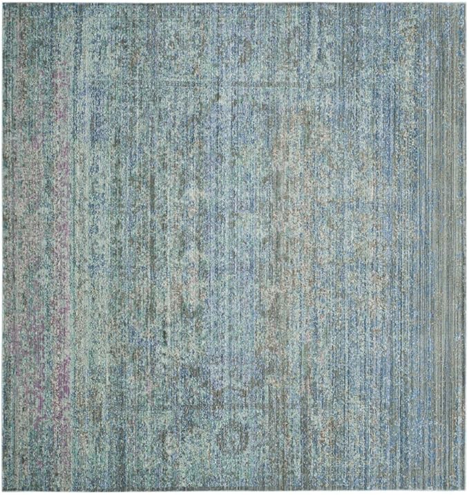 Mystique Collection Area Rug - 8' x 10', Green & Multi, Watercolor Overdyed Distressed