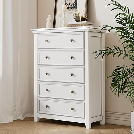 White Dresser for Bedroom, White 7-Drawer Dresser, Modern 7 Chest of Drawers