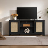 Rattan TV Stand for Living Room - 26" Tall Farmhouse Entertainment Center