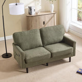 Loveseat Sofa,56" Green Boucle Couch Small Couch Love Seat Sofa with USB & Removable Pillow Cover, Mid Century Modern Couch for Living Room, Bedroom, Office, Apartment (Green Boucle)