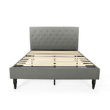 Agnes Fully-Upholstered Queen-Size Platform Bed Frame, Low-Profile, Contemporary,