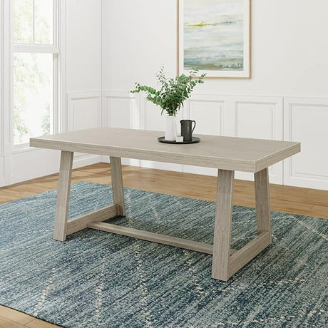 72 Inch Farmhouse Dining Table, Solid Wood Rustic Kitchen Table, Large Wooden