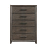 Brown Wali 51 Inch Tall Dresser Chest, 5 Drawer, Black Handles