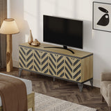 Large TV Stand for Living Room - TV Console Entertainment Center with Herringbone Pop