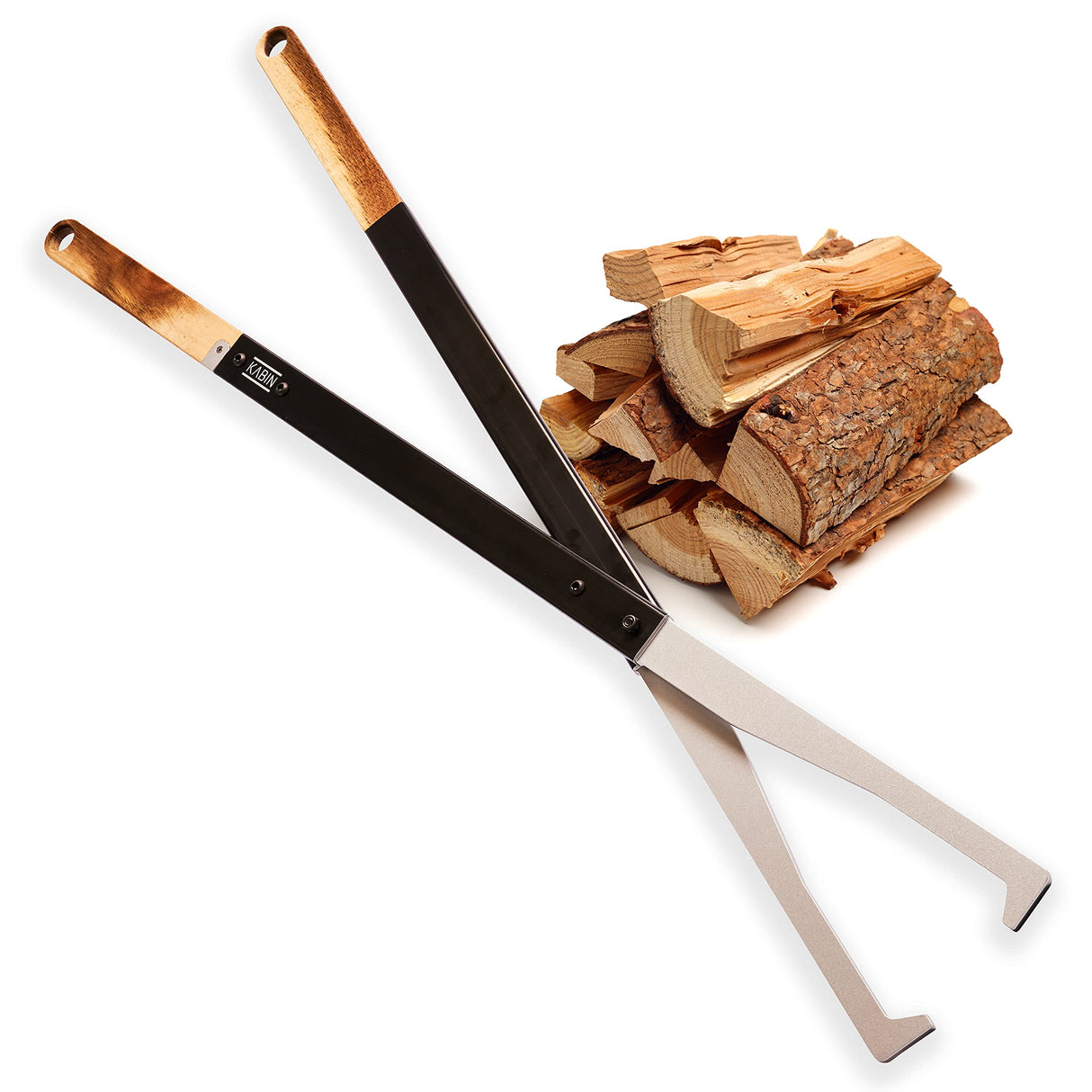 KABIN Fire Tong Log Grabber – Extra Long Firewood Claw Tongs for Fireplace