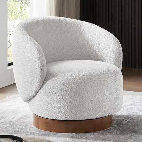 Swivel Accent Chair Round Barrel Armchair Upholstered Performance Fabric for Living Room Bedroom Reading Waitingroom,2 PCS,Cream