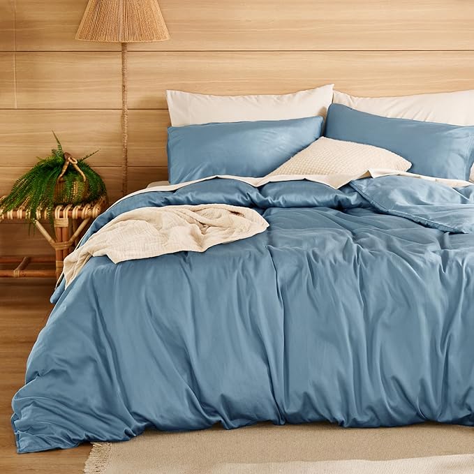 Cotton Duvet Cover Queen Size - Moisture Wicking and Silky Eucalyptus Lyocel