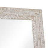 Wood Floral Room Wall Mirror Intricately Carved Entryway Mirror