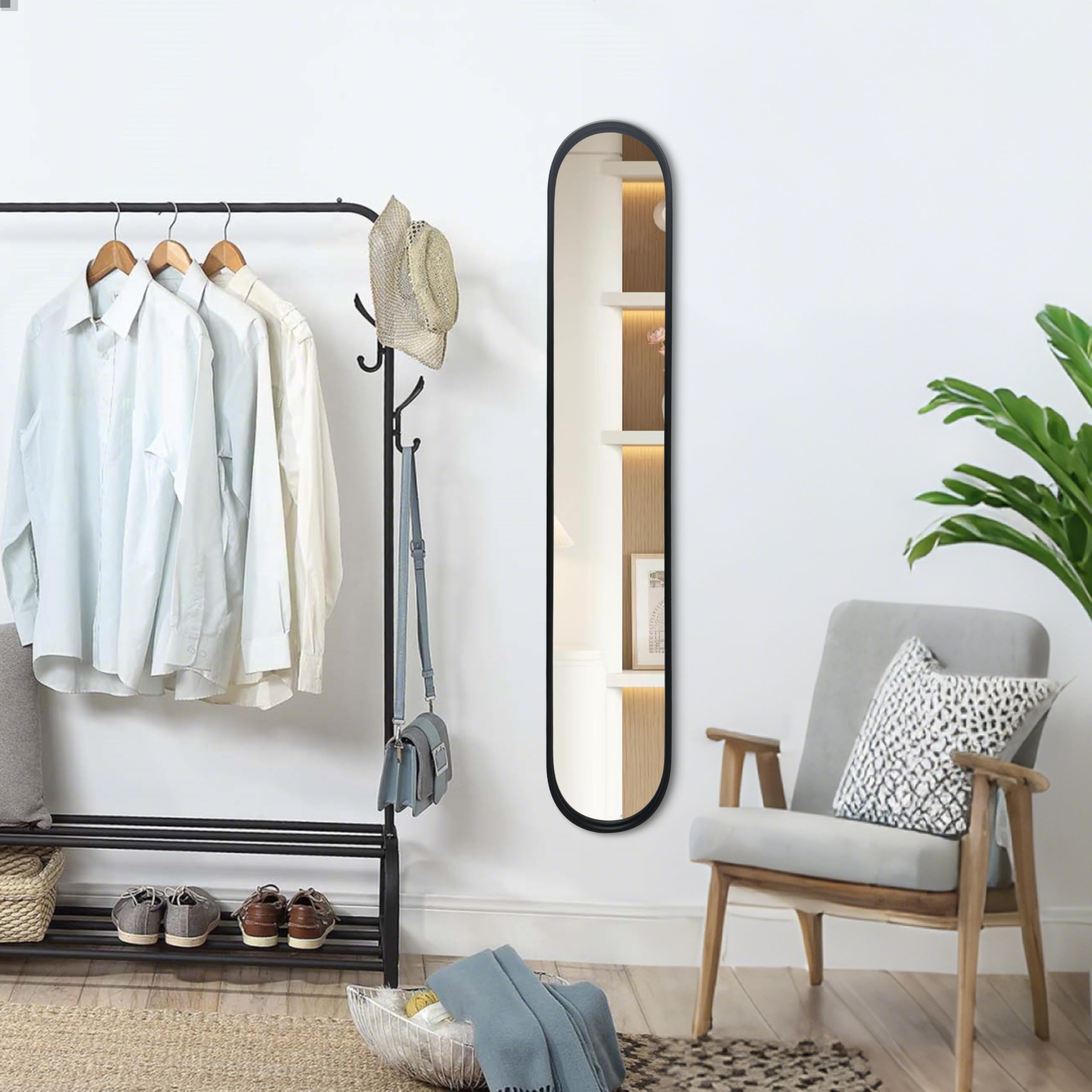 Gold Full Length Oval Mirror with Metal Frame