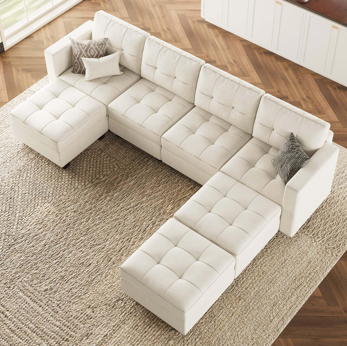 Modular U Shaped Sectional Sofa Couch, Oversized Sectional Sofa with Stoarge Seat