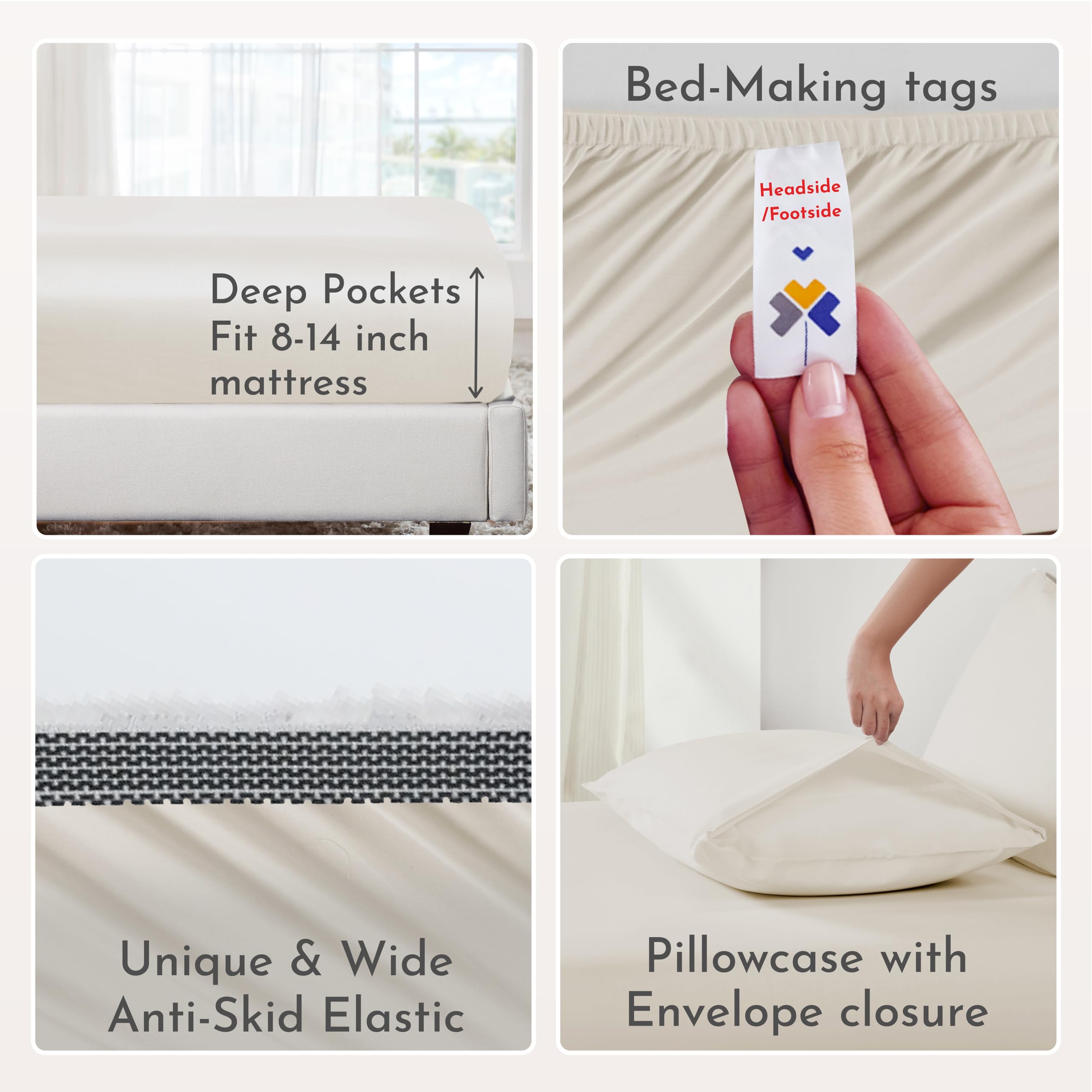 California Design Den 100% Organic Cotton Bed Sheets Twin, Deep Pocket Percale Sheets, GOTS Certified Twin Sheets Set - Soft, Crisp & Cooling Sheets, 3 Piece Twin Bed Sheets, Ivory Sheets