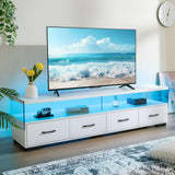 Modern 75 Inch TV Stand with LED Lights and Storage