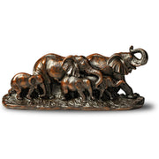 Resin Elephant Family Statue - Decorative Herd with Babies with Beautful Polished Bronze