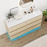 6 Drawers Dresser,Double Dresser Chest of Drawers, 47.24" Modern Chest of Drawers with LED,Drawer Organizer for Bedroom, Living Room, Hallway