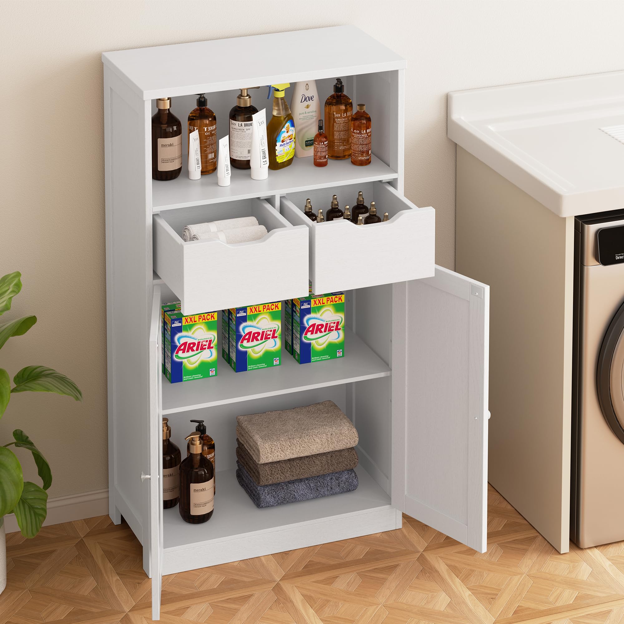 Bathroom Storage Cabinet, Floor Storage Cabinet with 2 Drawers