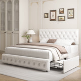 Queen Bed Frame with Storage and Adjustable Headboard, Bed Frame with 4 Drawers