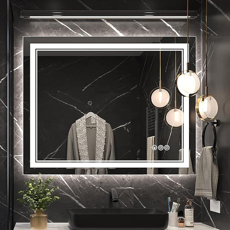 Ratsamee 72x36 Inch Led Mirror for Bathroom with Front Light and Backlit, Dimmable Anti Fog Wall Bathroom Mirror with Led Lights, Water Proof, Decor Vanity Mirror