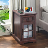 Farmhouse XXL End Table with Charging Station, Side Table with USB Ports and Outlets