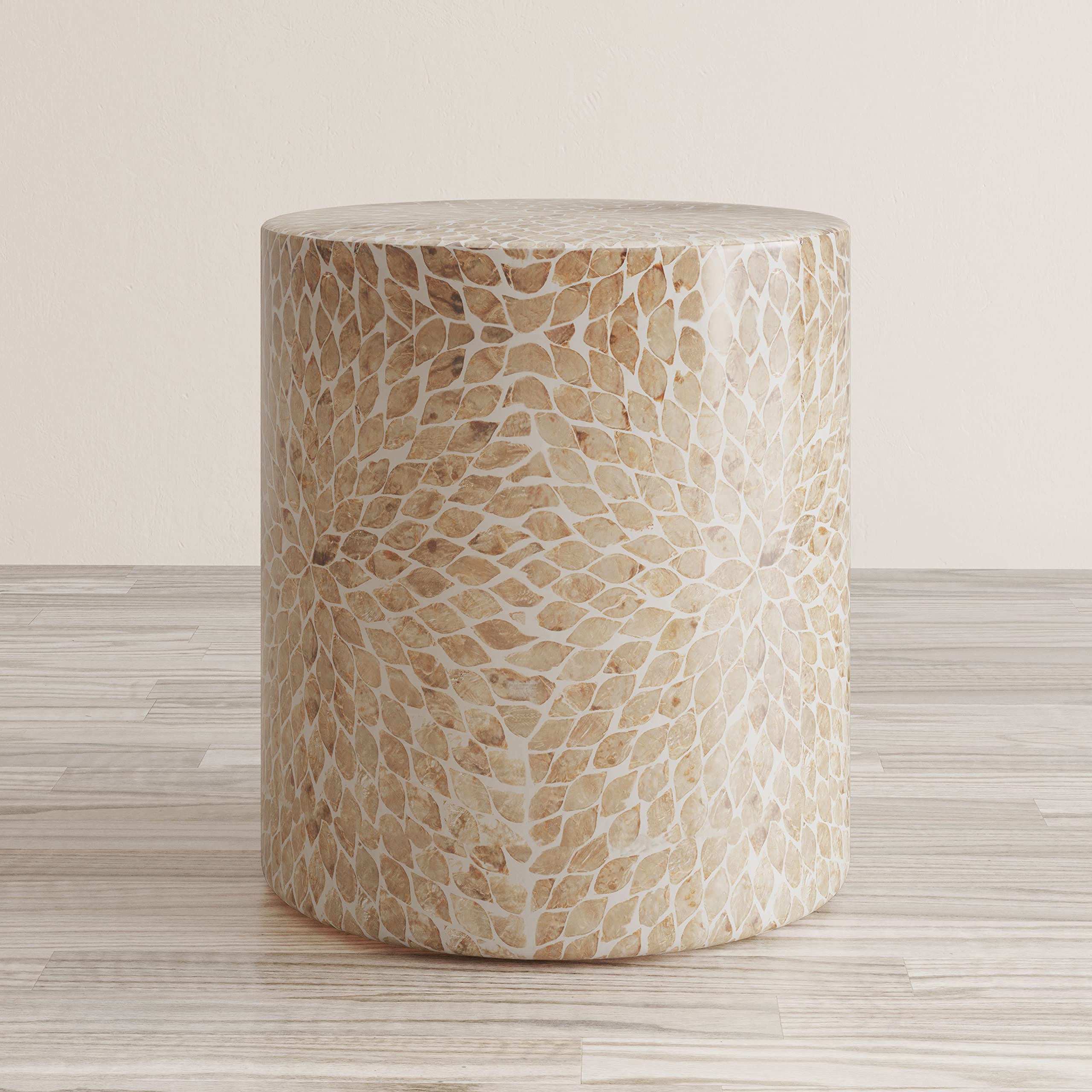 Global Archive Handcrafted Capiz Shell Terrazzo Modern Accent End Table