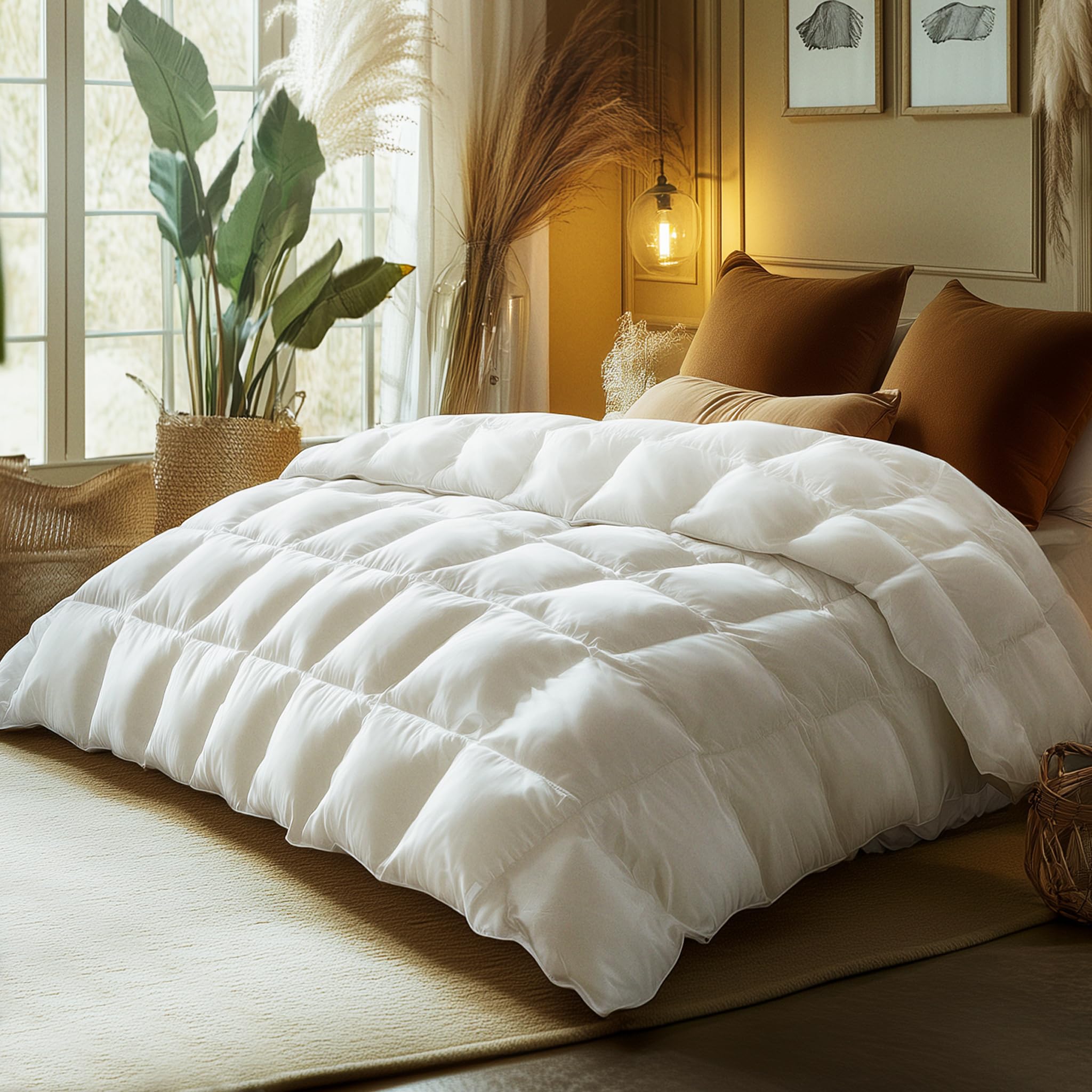 Luxury Goose Down Comforter King Size, 750 Fill Power All Season Fluffy Duvet Insert