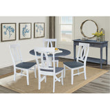 K05-42DP-C170-4 42 in. Dual Drop Leaf Table with 4 Splat Back Chairs-5 Piece Dining Set, OneSize, White/Heather Gray