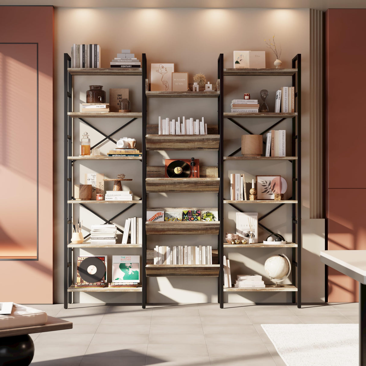 Aspen Post Library w/Doors, Pebble Pine Finish