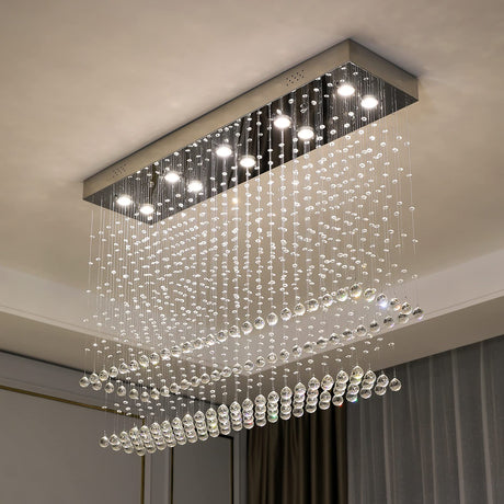 Raindrop Crystal Chandelier Modern Rectangular Raindrop Ceiling Lighting Fixture