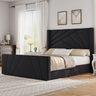 Queen Velvet Platform Bed with Geometric Tufted Headboard