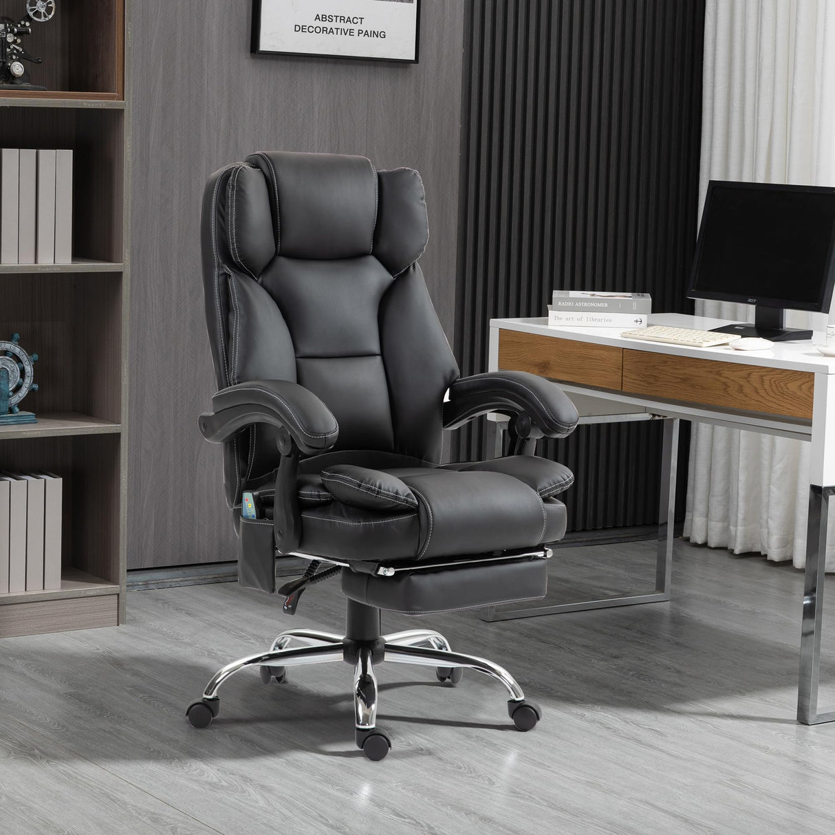 Office Chair- Ergonomic Home Computer Desk Leather Chair,Adjustable Height Reclining