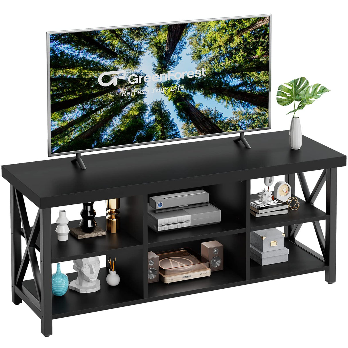 TV Stand for TV up to 65 inches, Entertainment Center with 6 Storage Cabinet