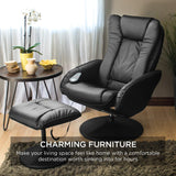 Faux Leather Electric Massage Recliner w/Stool Footrest Ottoman, Remote Control, 5