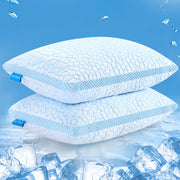 Sided Cooling Pillow for Hot Sleepers, Shredded Memory Foam Pillows King Size Set of 2