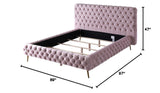 Demeter Velvet Platform Cali King Bed in Pink