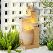 4-Tiers Indoor/Outdoor Garden Water Fountain, 32"H Cascading Water Feature Waterfalls