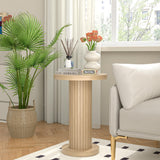 Small Round Pedestal Side Table, Fluted Pedestal End Table, Drink Tables for Small Spaces