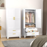 Metal Armoire Wardrobe Closet, 71 "Metal Clothing Storage Cabinet with Adjustable Shelve