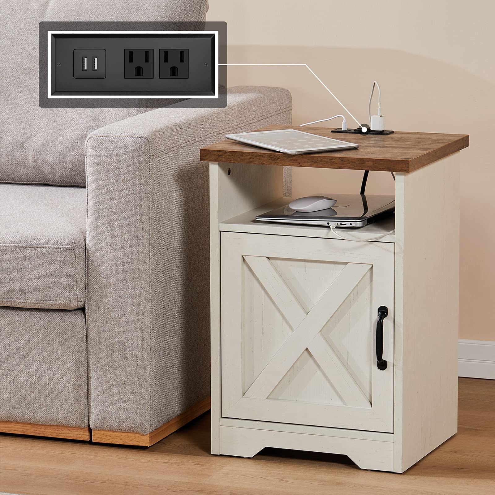 3-Piece Farmhouse Table Set includes Coffee Table& Two End Tables, Side Table