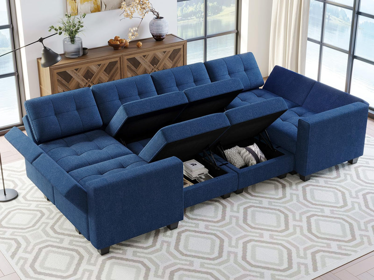 Modular Sectional Sleeper Sofa with Storage Seat Reversible Modular Couch Bed for Living