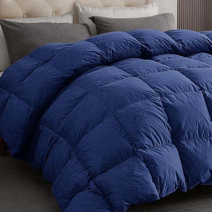 Luxury 90% Goose Feathers Comforter Oversized King Size, All Season 100% Cotton Down Duvet Insert