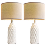 26.5" Ceramic Table Lamp Set of 2, Farmhouse Table Lamp for Living Room White Desk