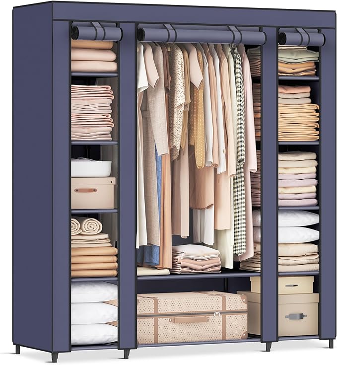 Closet Wardrobe, Portable Closet for Bedroom, Clothes Rail with Non-Woven Fabric Cover