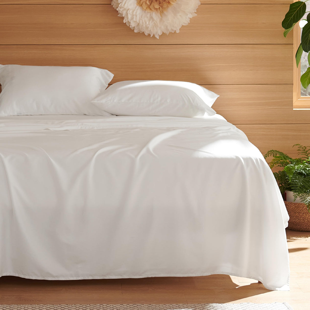 Lyocell Cotton Sheet Set - Cooling Bed Sheets Queen, Silky Soft and Breathable