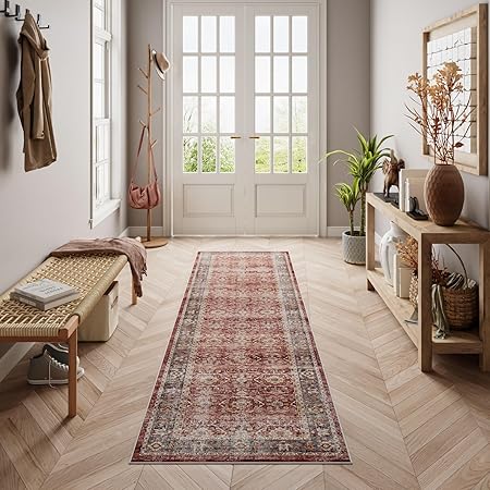 Boho Runner Rug-2x8 Washable Distressed Hallway Runner Oriental