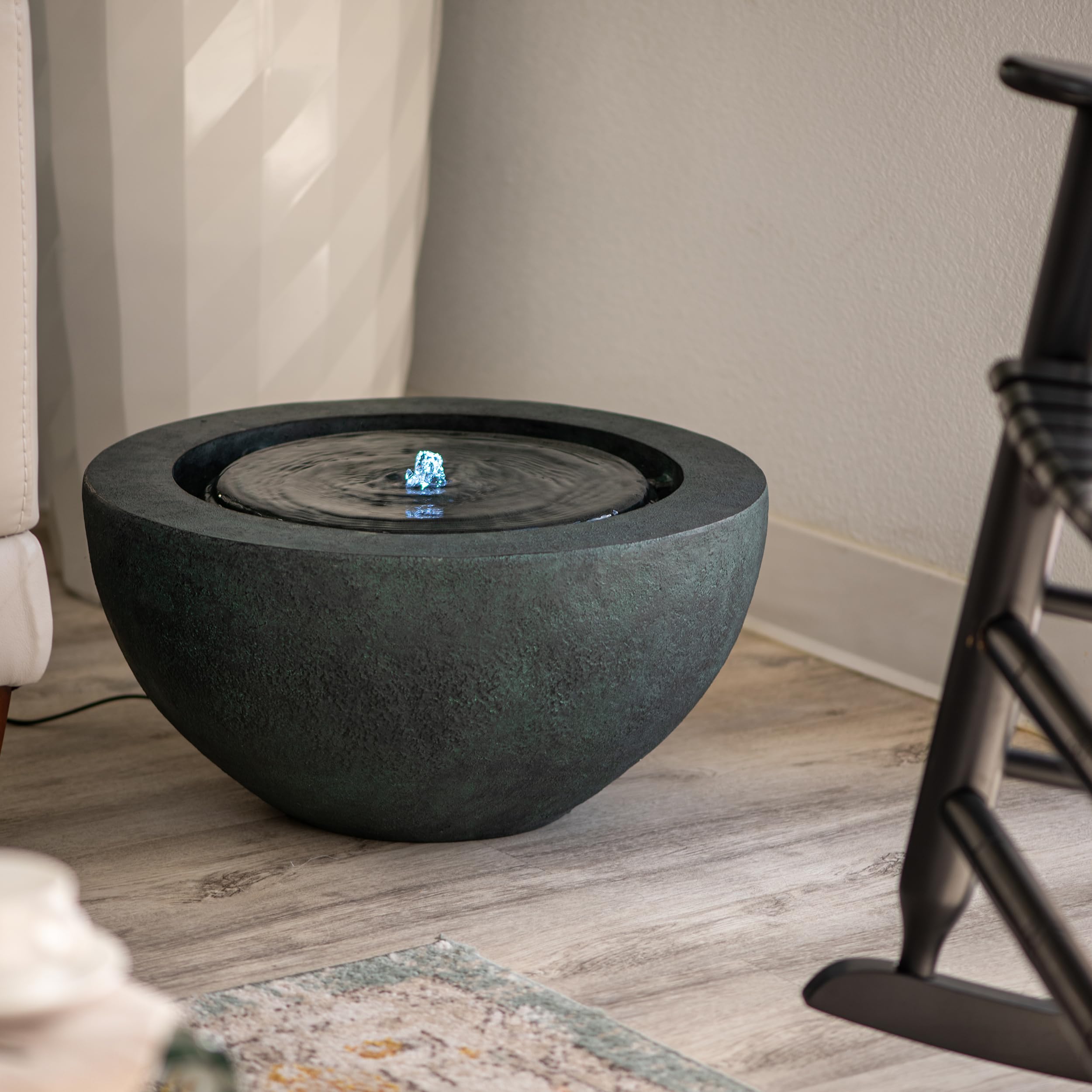 19.8"" W Round Polyresin Indoor/Outdoor Sphere Water Fountain w/LED Light