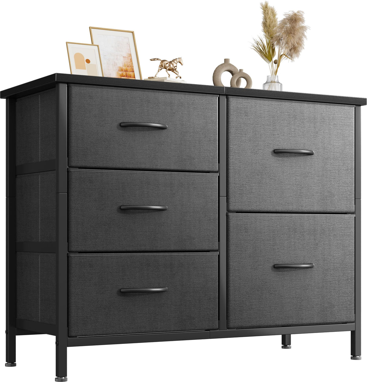 Dresser for Bedroom Dresser TV Stand with 5 Storage Drawers, Small Fabric Dresser