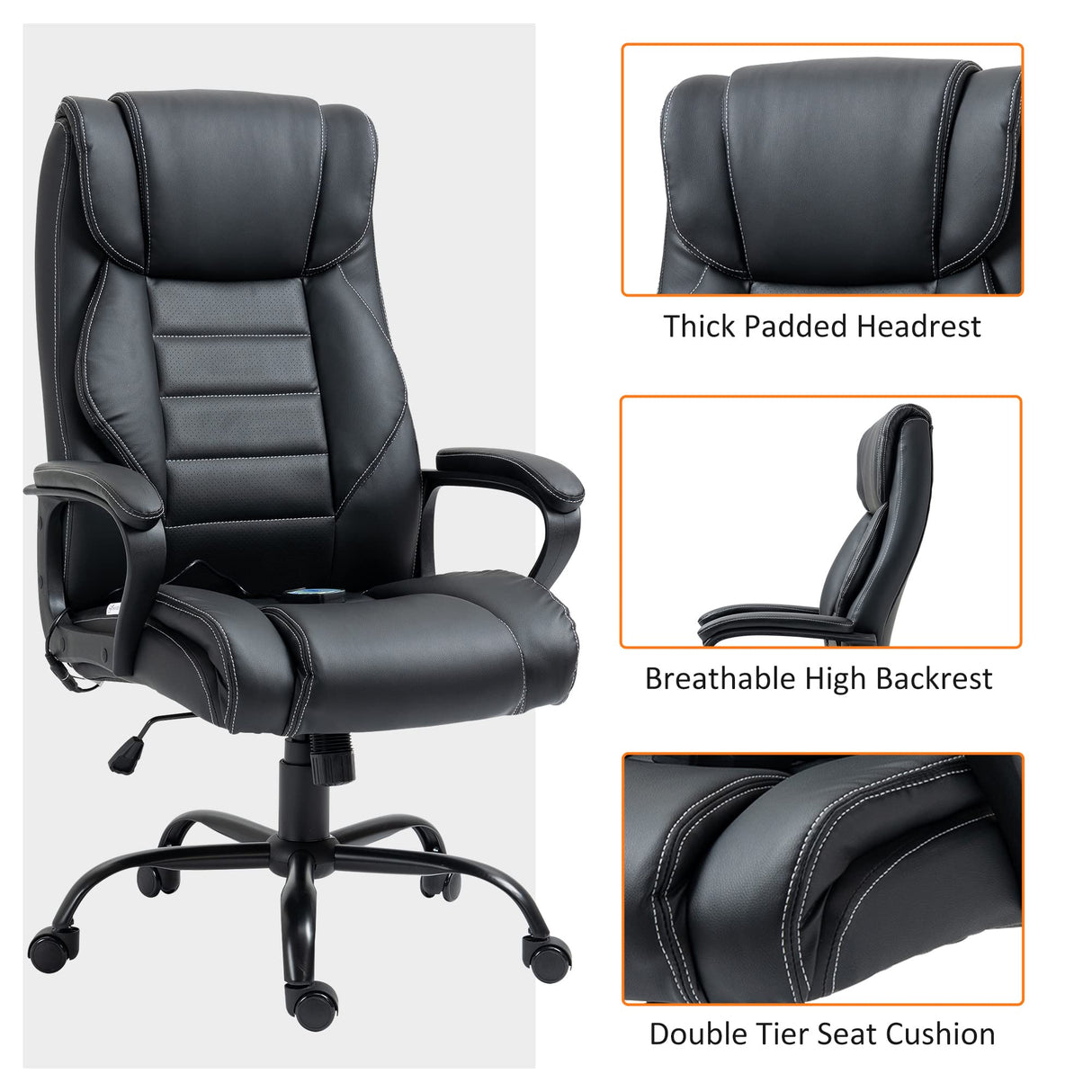 Ergonomic Massage Office Chair, High Back Executive Desk Chair with 6-Point Vibration,