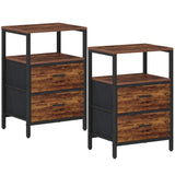 End Table, Nightstands with 2 Fabric Storage Drawers and Shelves, Side Table