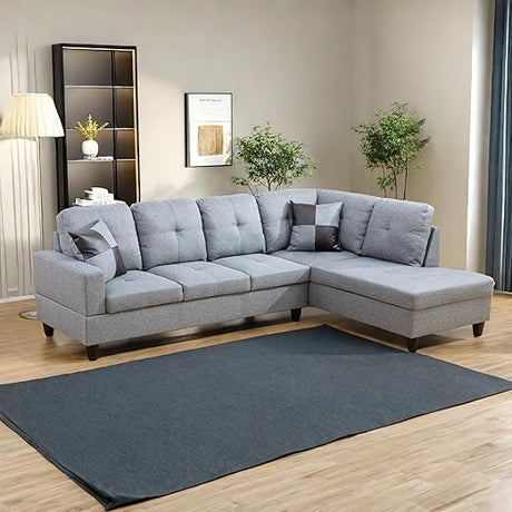 MZX-Carl-SS-00009-LWJ Sectional, 103.5"x74.5"x35", Silver White L