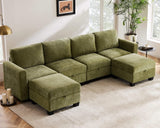 Luxury Modular Sectional Sofa w/Storage Seat, 118" U Shaped Couch with Movable